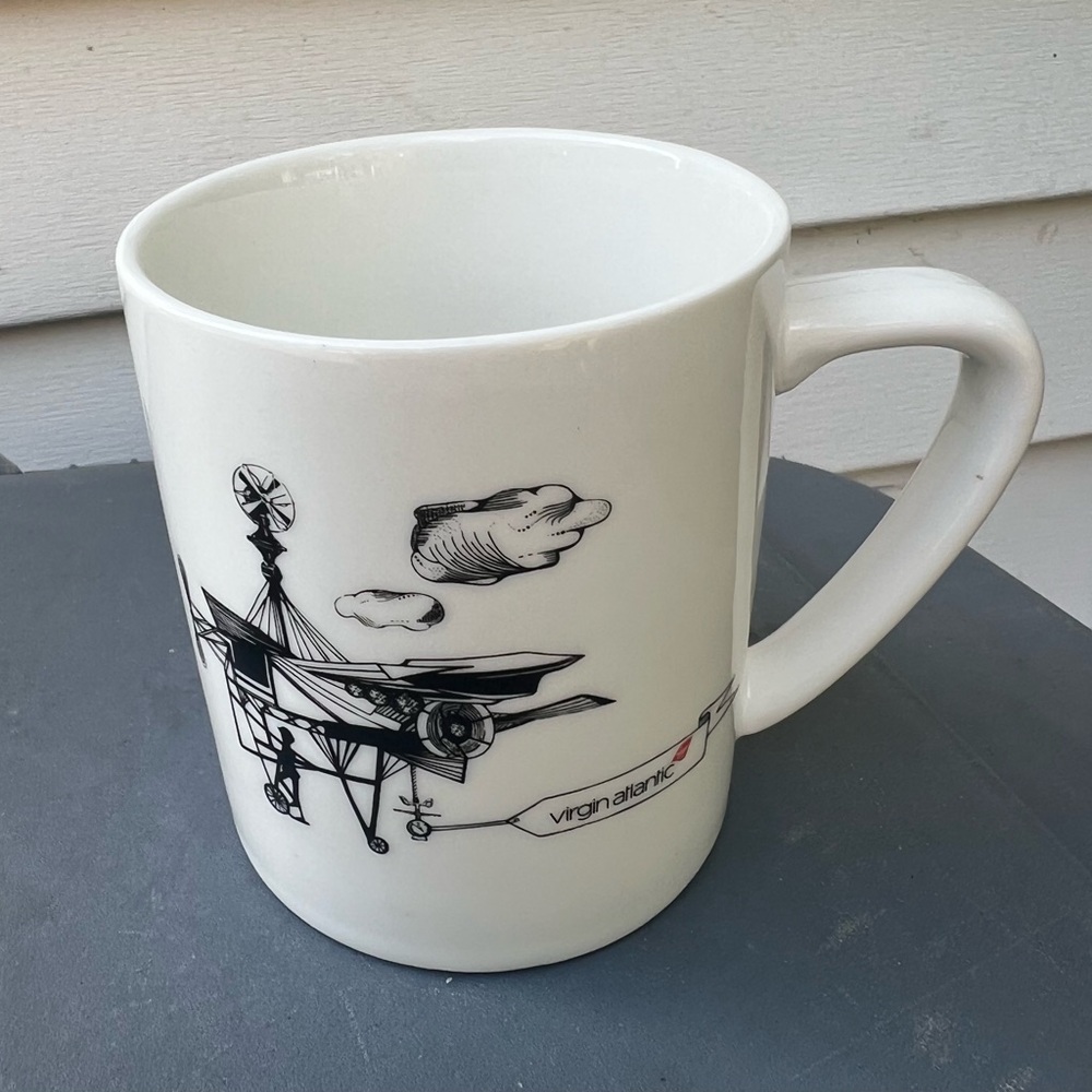 Virgin Atlantic China Mug 6 0z. Flying Machines & Cranky Clouds Robert Welch